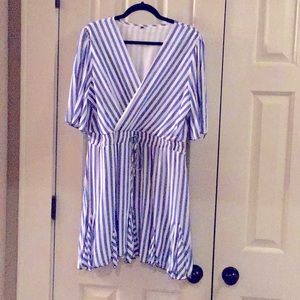 Cute Blue/White Stripe Dress-     SIZE L